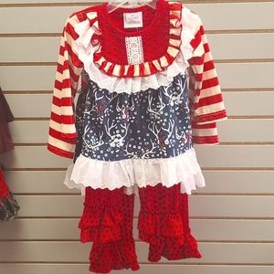 Deer antler ruffle pants and dress set